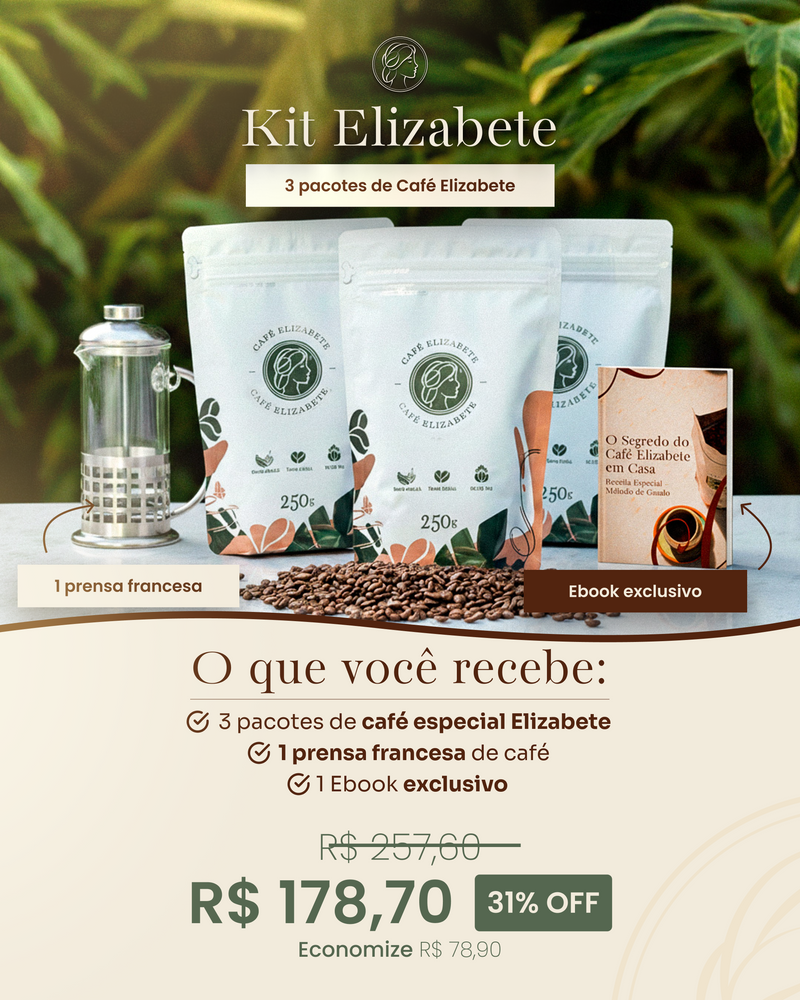 Kit Especial do Café - 3 Cafés 250g + Prensa Francesa + E-book gratuito